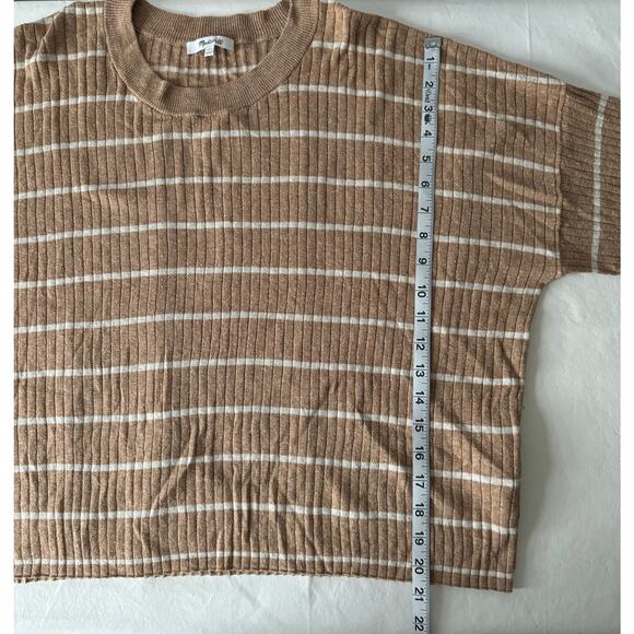 Madewell Lawson Crop Pullover Sweater in Stripe in Silver Sand Size XXL - Picture 8 of 8